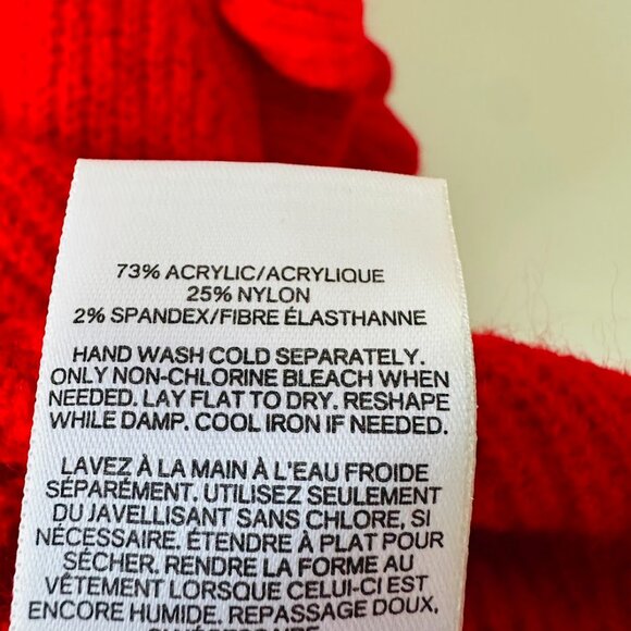 Express Women Red Knit Ruffled Eyelet Detail Ballon Sleeve Pullover Sweater Sz S - Picture 6 of 11